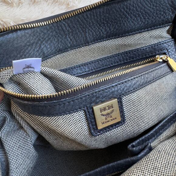 MCM Pebbled Leather Two-Way Handbag - Black - Picture 11 of 15